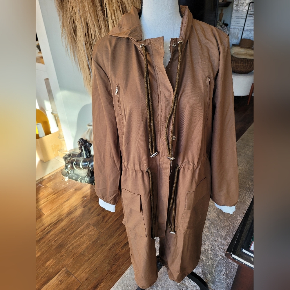 Endless Rose Brown Long Coat with Tiger Embroidery New - Picture 3 of 7